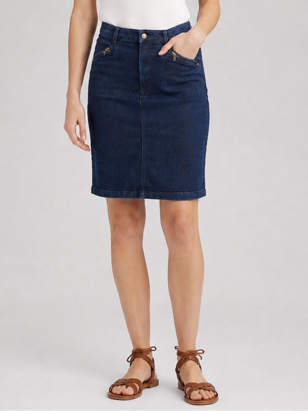 Lauren Jeans Navy Denim Pencil Skirt